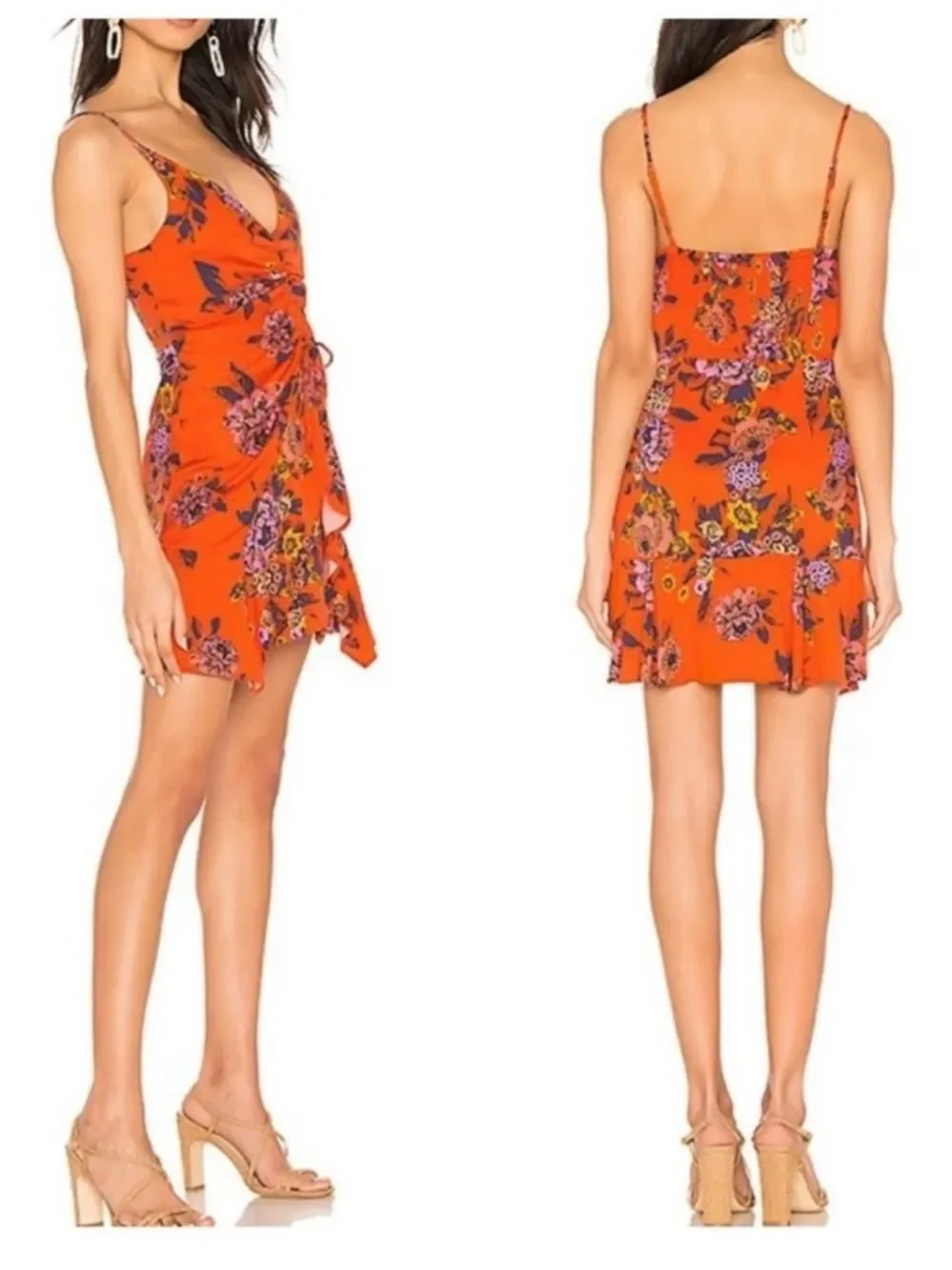 Free People Happy Heart Ruched Mini Dress in Red